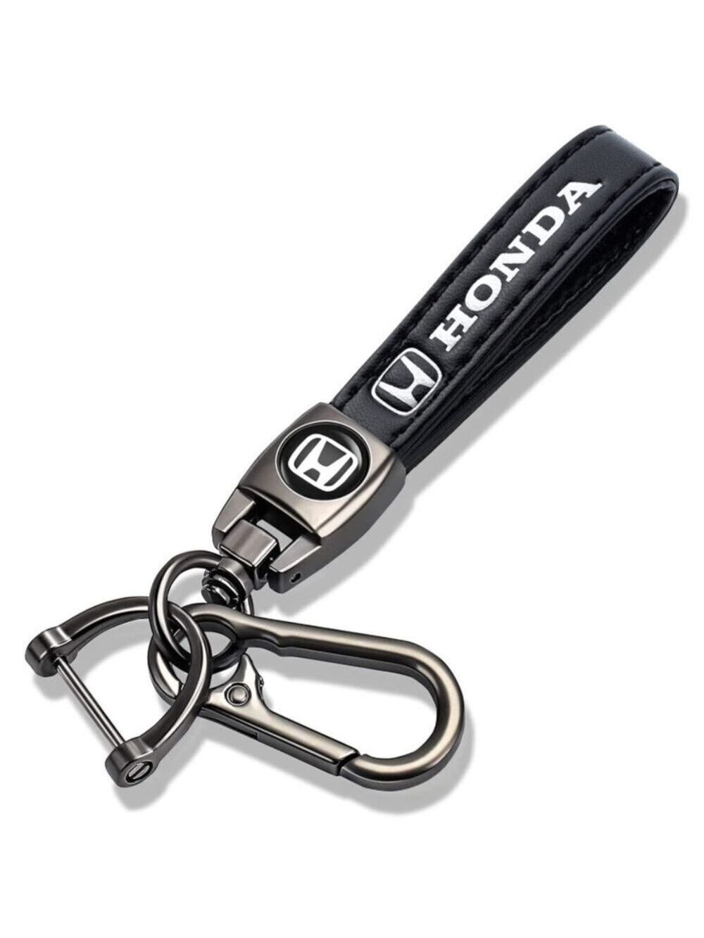 🆕 Honda Genuine Black Leather Car Keychain Key Chain Fob Ring Holder Accessory